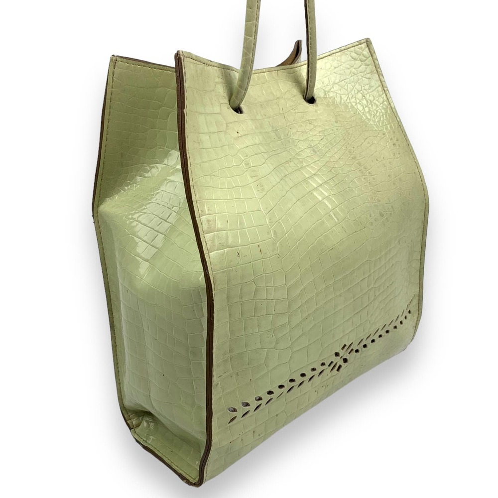90's designer MONDANI NEW YORK green crocodile leather backpack / shoulder bag - Picture 2 of 15